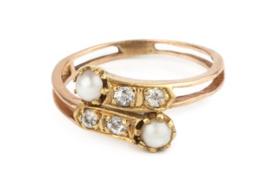 Lot 142 - A diamond and split pearl dress ring, of...