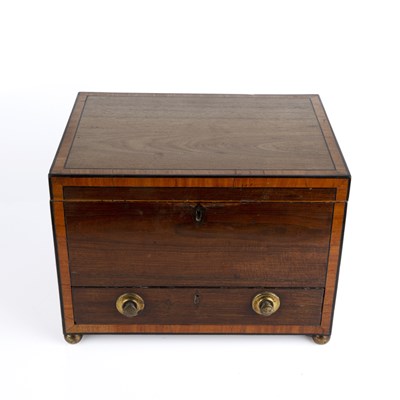 Lot 307 - A Regency rosewood writing box with walnut and...