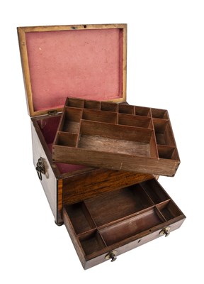 Lot 307 - A Regency rosewood writing box with walnut and...