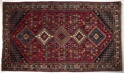 Lot 380 - A modern Isfahan red ground rug with five...