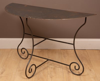 Lot 280 - A metal demi-lune console table