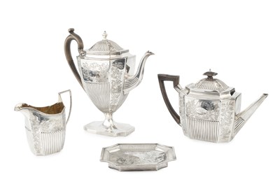 Lot 845 - A George III silver four piece tea and coffee...