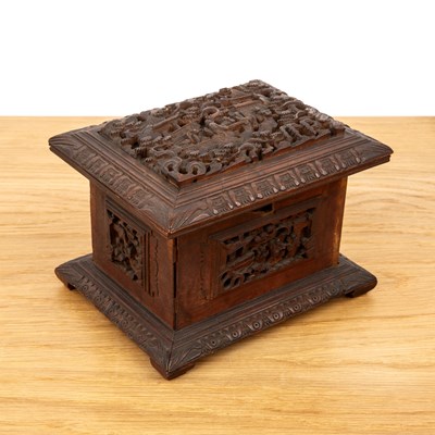 Lot 418 - Carved boxwood small casket Chinese, 19th...