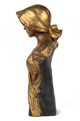 Lot 144 - A Goldscheider terracotta bust of Ruth by Emmanuel Joseph Simon