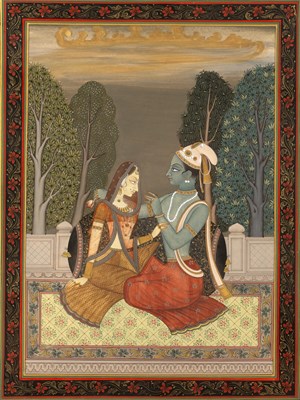 Lot 333 - Gouache miniature painting Indian, 19th...