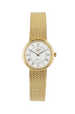 Lot 418 - A 9ct gold Longines 'Presence' lady's...