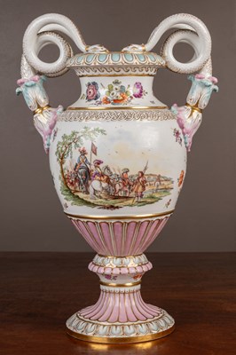 Lot A Meissen snake-handled vase