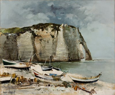 Lot 283 - Marc Chapaud (b.1941) 'The Cliffs at Etretat',...