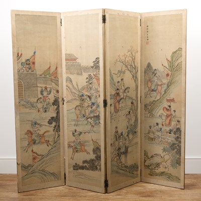 Lot 431 - Four fold screen Chinese, circa 1930...