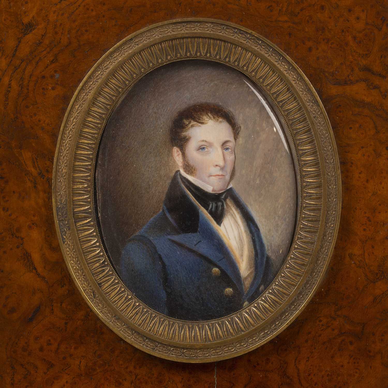 Lot 393 - A 19th century miniature oval portrait of...