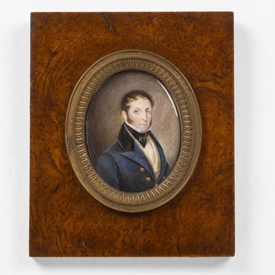 Lot 393 - A 19th century miniature oval portrait of...