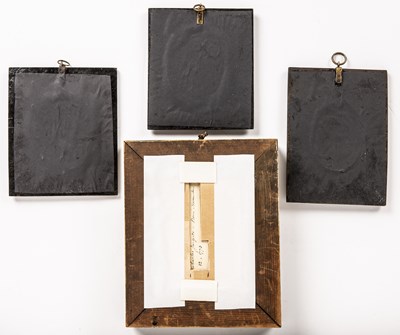 Lot 397 - Four 19th century painted portrait silhouettes...
