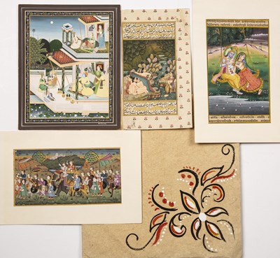 Lot 399 - Four Indian gouache paintings one signed RG...