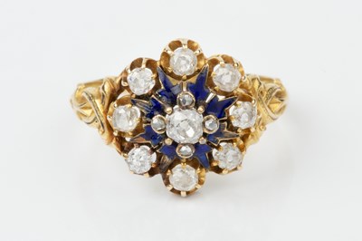 Lot 147 - A mid Victorian 18ct gold, diamond and enamel...