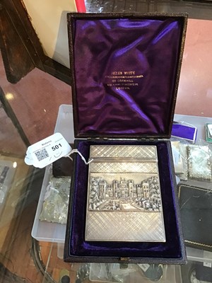 Lot 501 - An early Victorian silver castle top card case,...