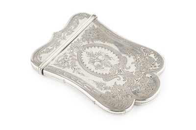 Lot 508 - A mid Victorian silver card case, of shaped...