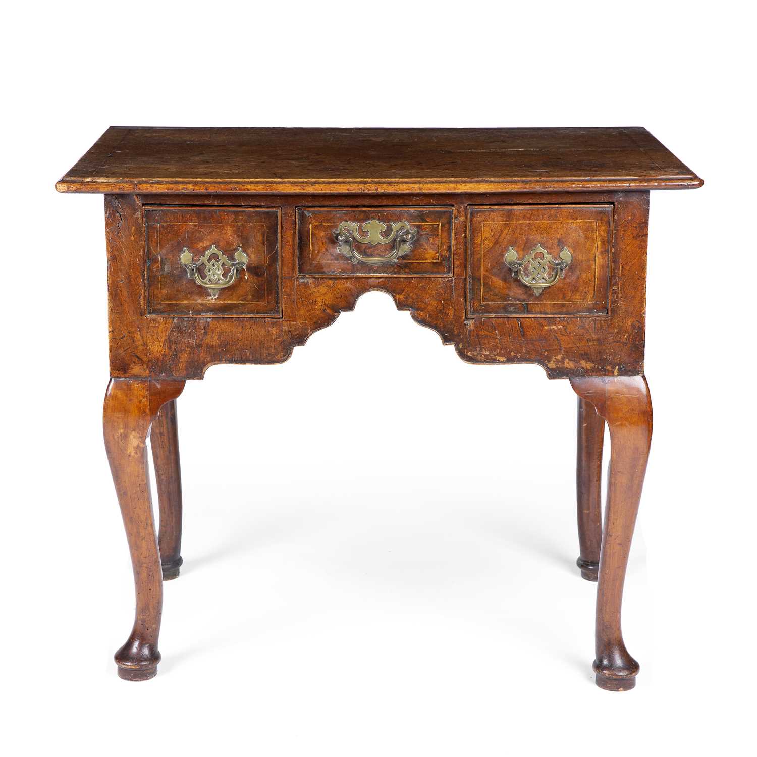 Lot 405 - An 18th century walnut low boy with three...