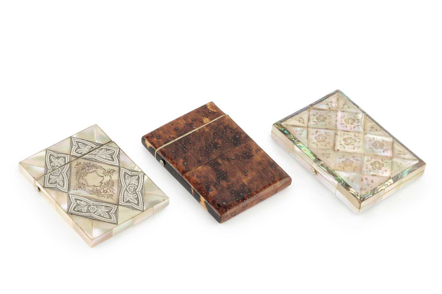 Lot A 19th century tortoiseshell rectangular card...