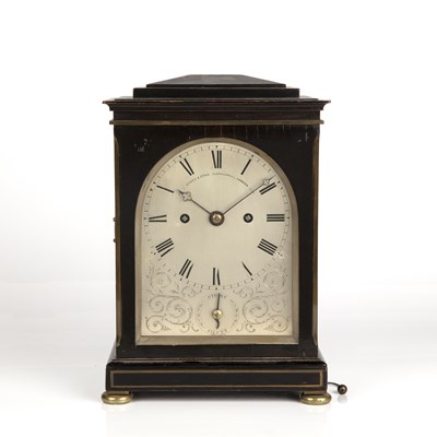 Lot 235 - A 19th century ebonised mantle clock, the...