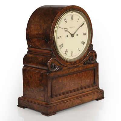 Lot 237 - A 19th century burr walnut drum head mantle...