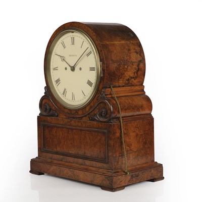 Lot 237 - A 19th century burr walnut drum head mantle...