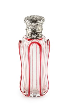 Lot 526 - A Victorian silver mounted glass scent bottle,...