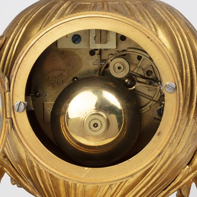Lot 243 - A 19th century French gilt brass mantle clock,...