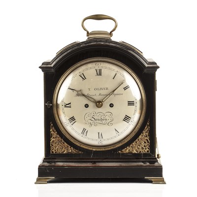 Lot 255 - A George III ebonised bracket or table clock,...