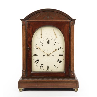 Lot 269 - A 19th century mahogany table clock, the white...