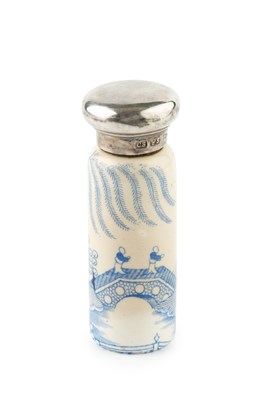 Lot 546 - A late Victorian silver topped porcelain scent...