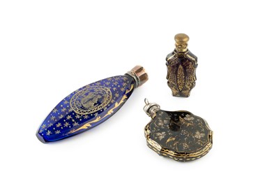 Lot 576 - A 19th century French blue glass scent bottle,...