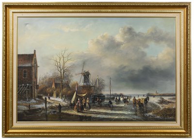 Lot 113 - Johnny Gaston (b. 1955) Frozen Dutch river...