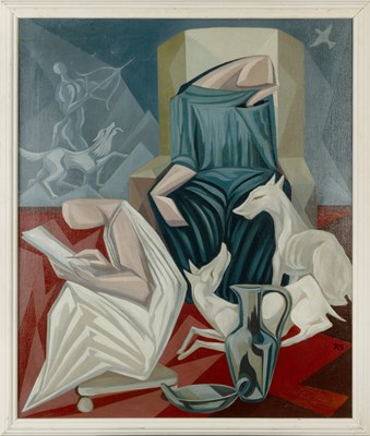 Lot 75 - Modern School Cubist style still life signed...