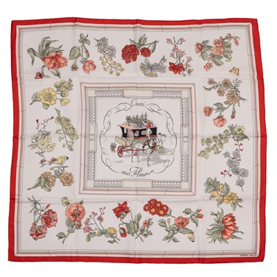 Lot 571 - A ‘Quai aux Fleurs’ silk scarf by Hermès Paris,...