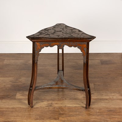 Lot 71 - Art Nouveau pokerwork side table, with...