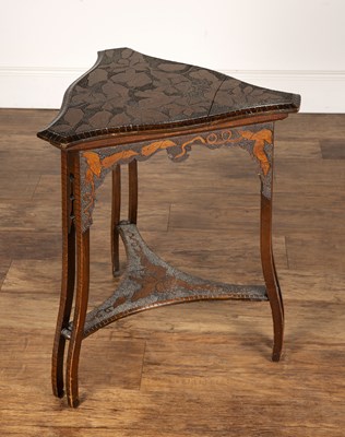 Lot 71 - Art Nouveau pokerwork side table, with...