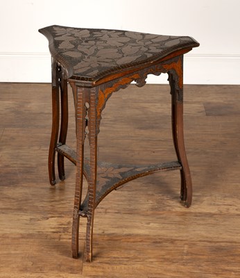 Lot 71 - Art Nouveau pokerwork side table, with...