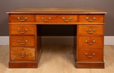 Lot 162 - A mahogany pedestal desk