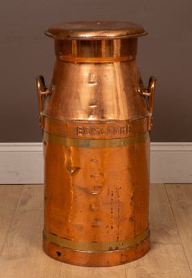 Lot 164 - An old copper milk churn