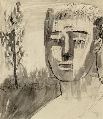 Lot 13 - Norman Basil Town (1915-1987) Boy and Tree ink...