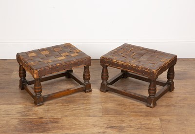 Lot 17 - Arts and Crafts near pair of oak framed...
