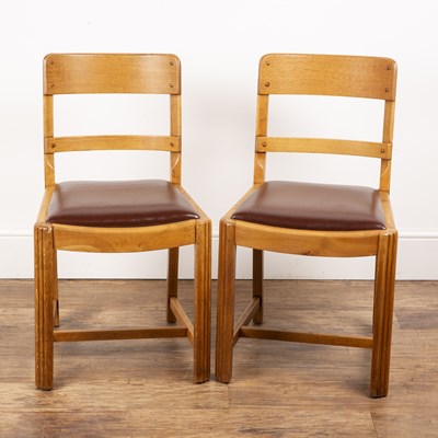 Lot 72 - Attributed to Heals pair of oak-framed chairs...