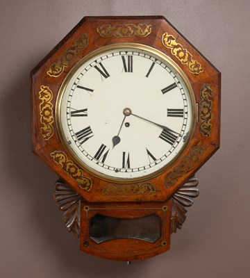 Lot 302 - A rosewood drop dial wall clock