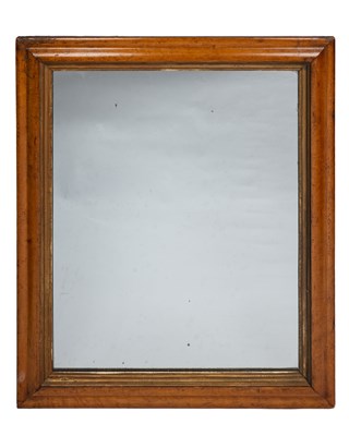 Lot 391 - A rectangular wall mirror with an antique maple frame