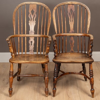 Lot A matched pair of Windsor armchairs