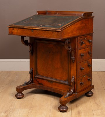 Lot 327 - A Victorian walnut davenport