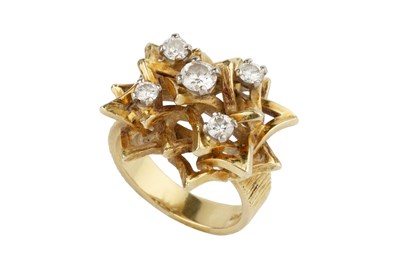 Lot 206 - An 18ct yellow gold and diamond dress ring, of...