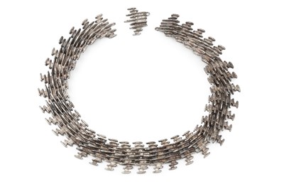 Lot 179 - A silver collar necklace by Anthony Hawksley,...