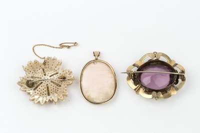 Lot 186 - A 19th century oval shell cameo pendant,...