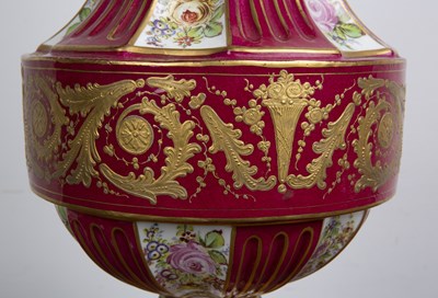 Lot 174 - Pair of Sevres porcelain urns and covers 19th...